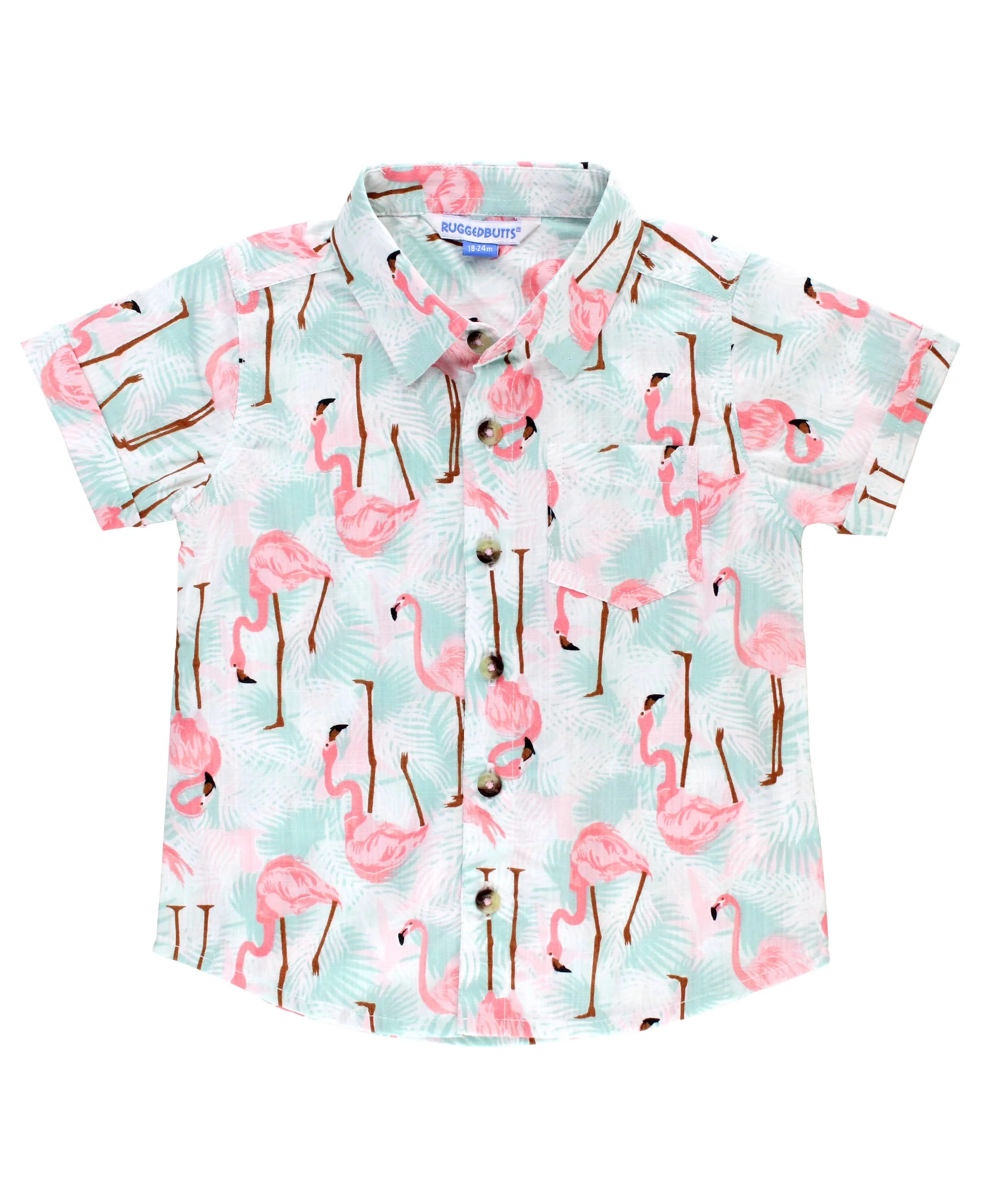 Boys Flamingo Button Down Shirt - Image 2