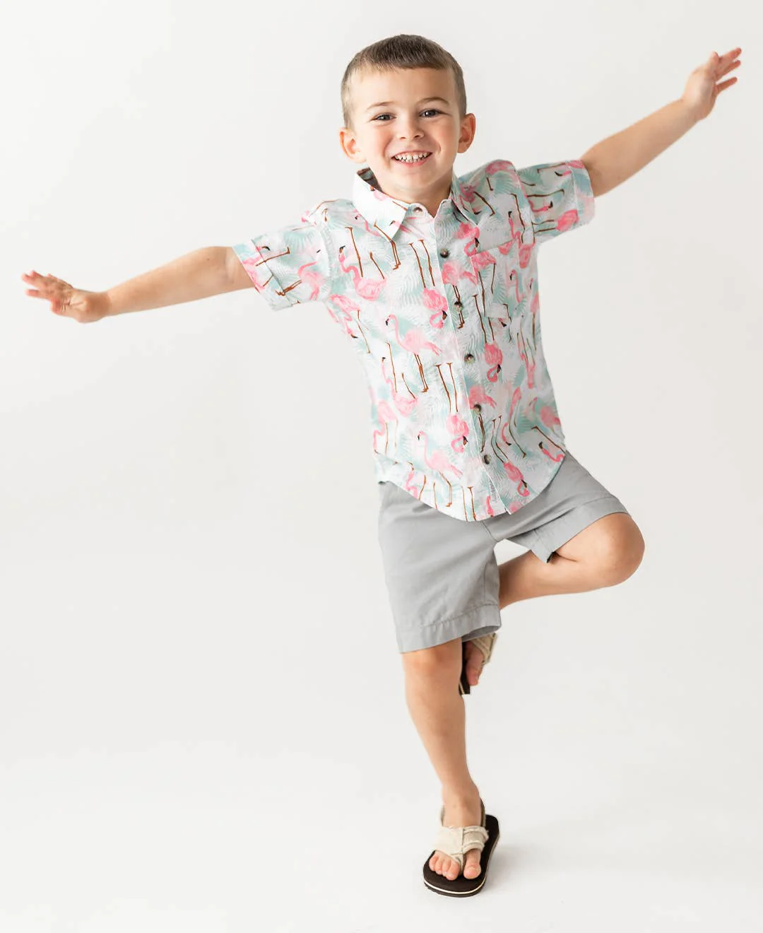 Boys Flamingo Button Down Shirt - Image 7