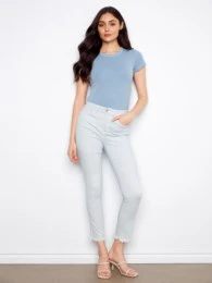Charlie B Twill Pant w/Hem Slit