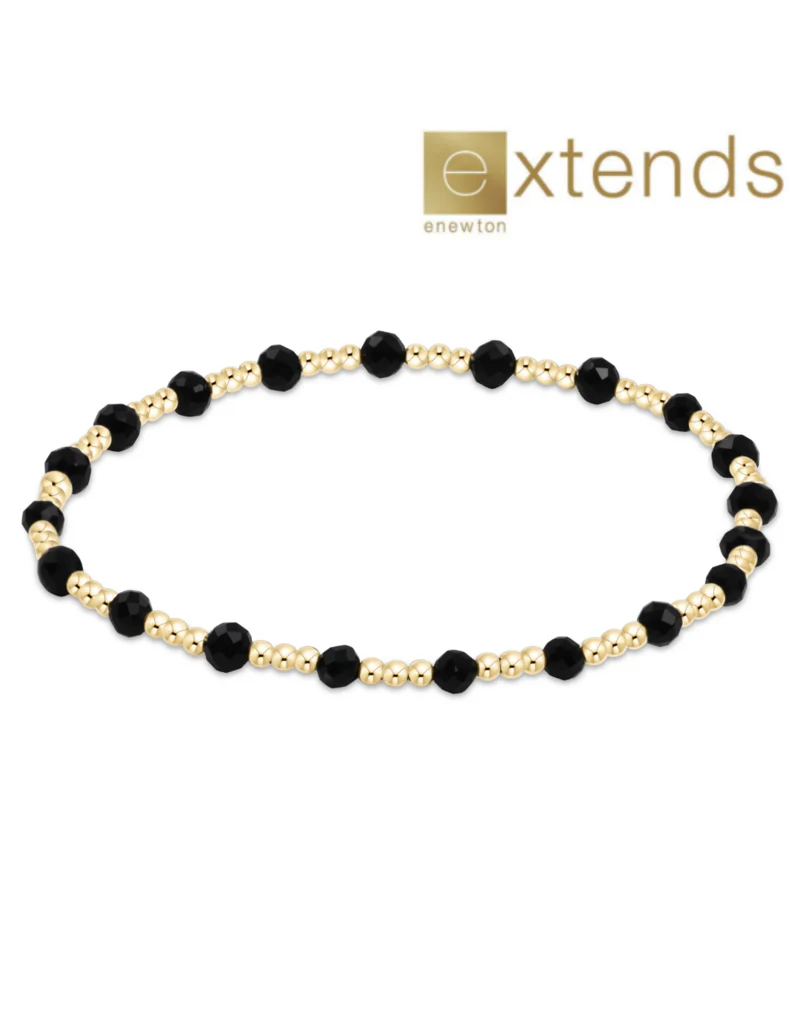 E Newton Extends Gemstone Gold Sincerity Pattern 3mm Bead Bracelet Onyx Gold