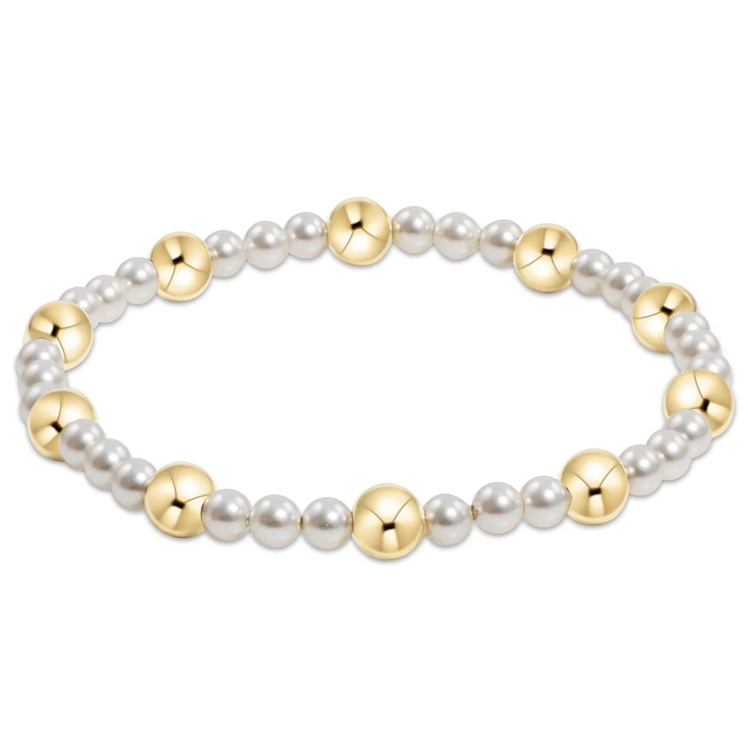 E Newton Pearl Sincerity Pattern 4mm Bead Bracelet 6mm Gold