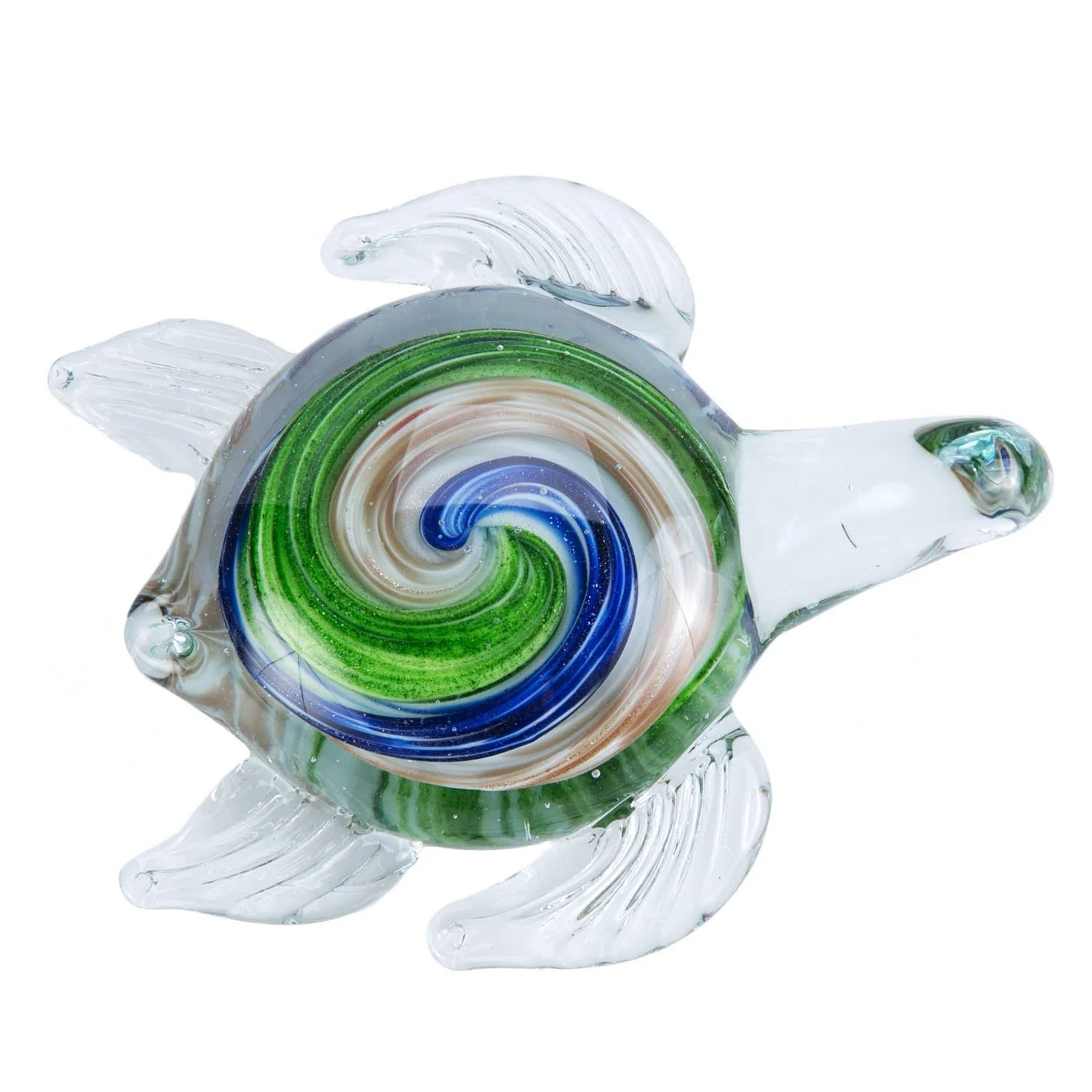 Green & Blue Turtle Coastal Art Glass Figurine