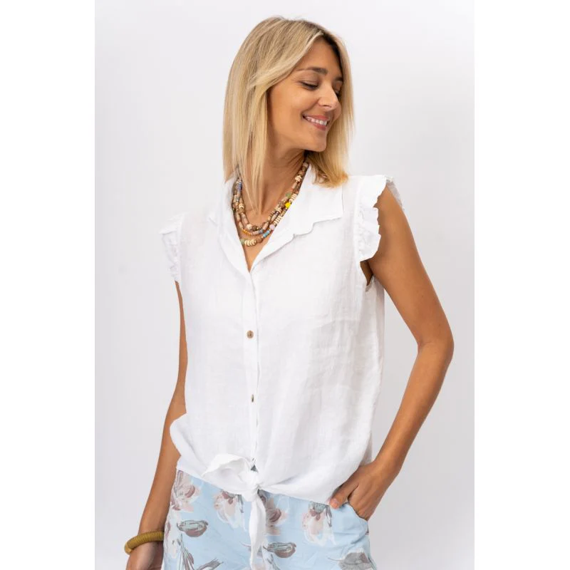 Linen Ruffle Top