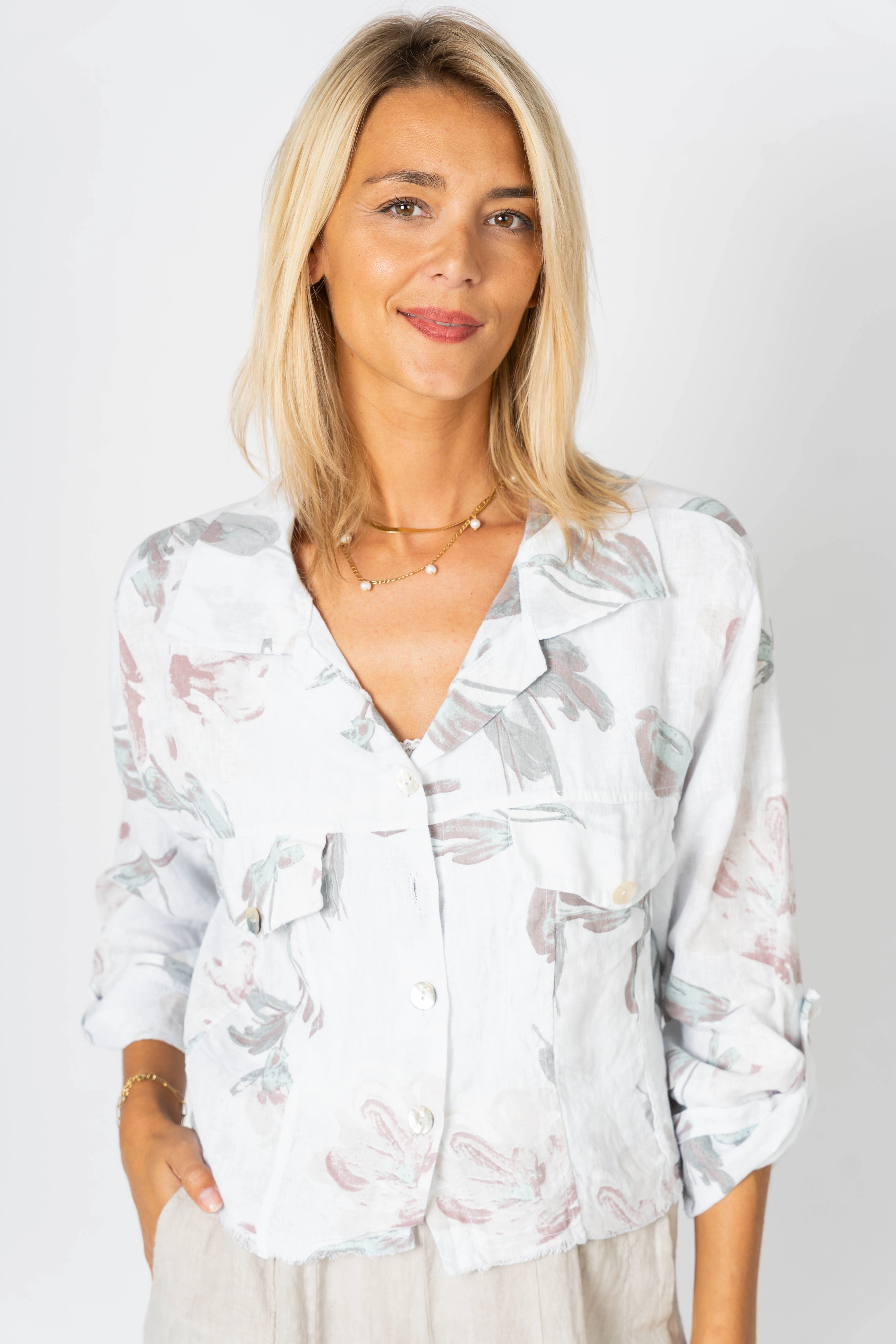 Look Mode Short Linen Jacket - Image 3